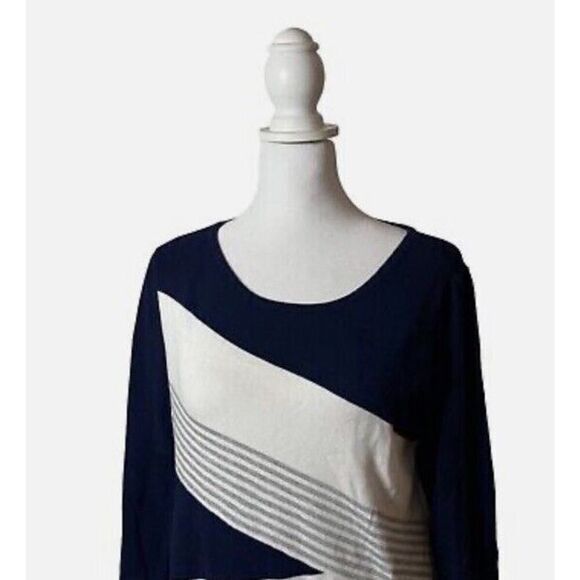 White House Black Market Long Sleeve Colorblock Pullover Sweater Knit Top US M - Picture 2 of 7